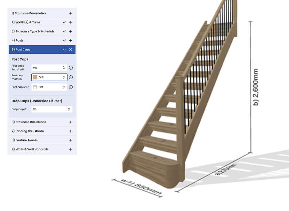 Mini open riser White Oak staircase, featuring elements metal balustrade Overlay