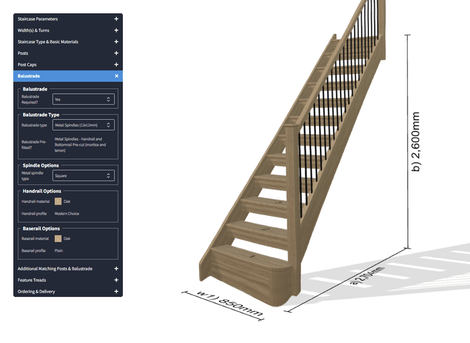 Mini open riser White Oak staircase, featuring elements metal balustrade Overlay