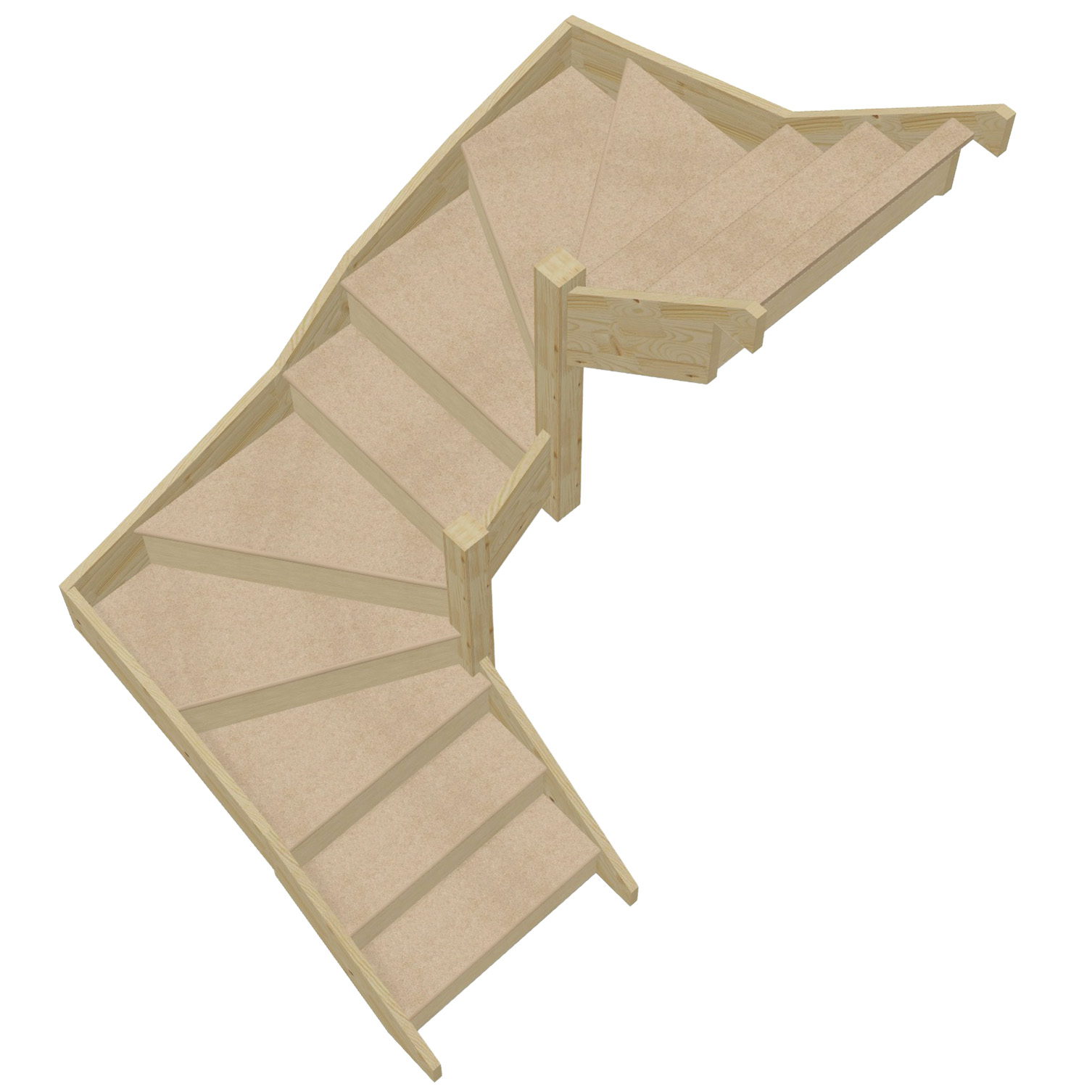 Winder Staircase | Standard Specification Standard Construction | With Posts Only | Customise Dimensions Online | Space Saver | TKstairs