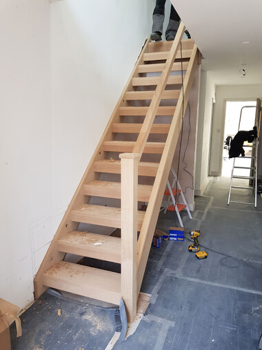 Staircase before being stained