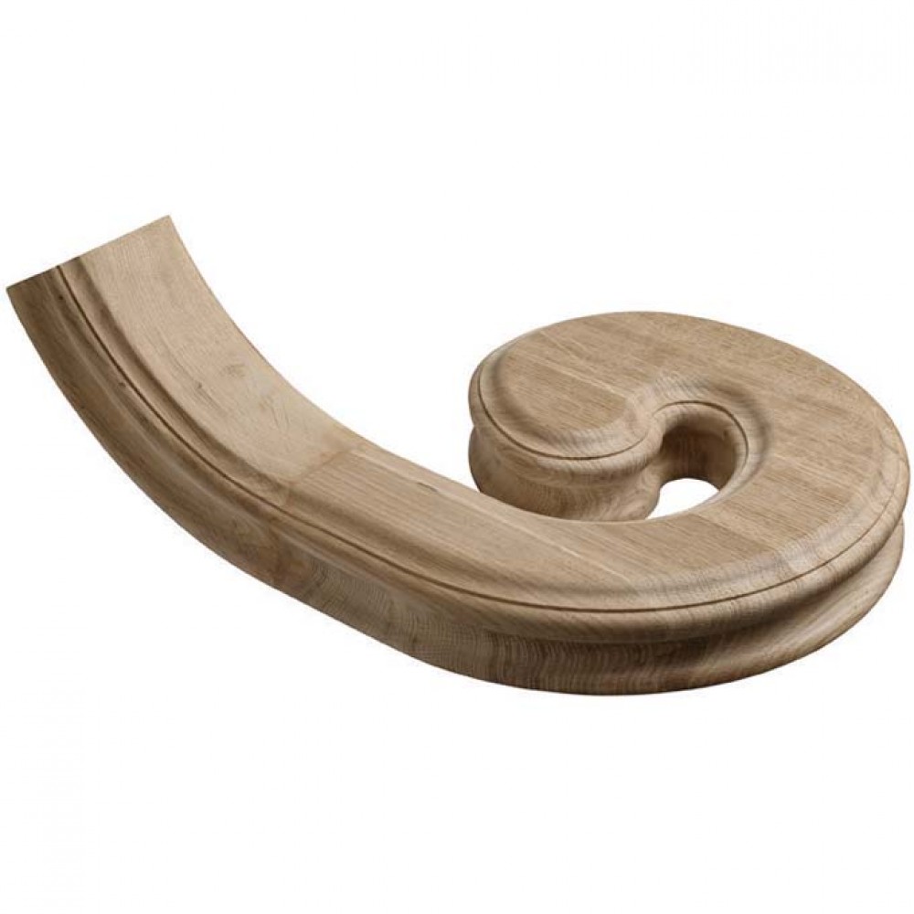 White Oak Heritage Handrail Right Hand Volute For 55mm Spindles