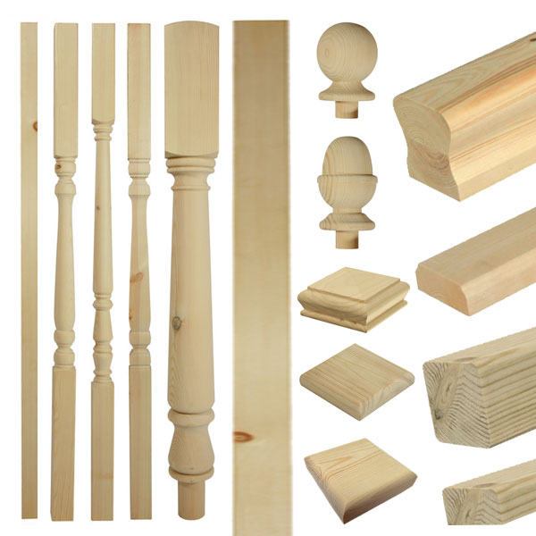 Pine stair parts